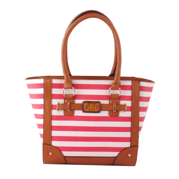 Strip printing PU handbag