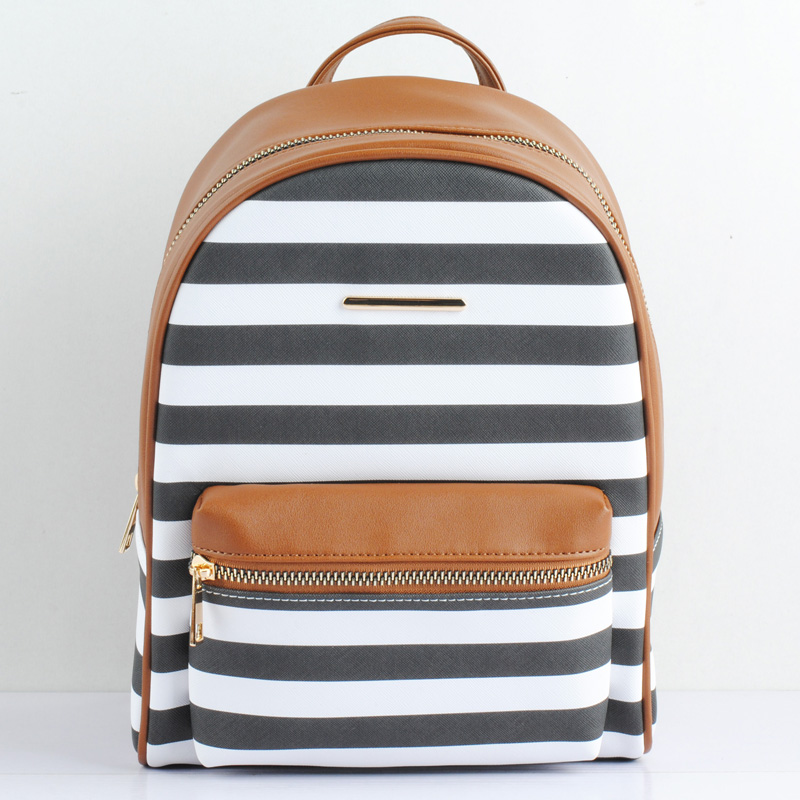 Stripe printing PU backpack