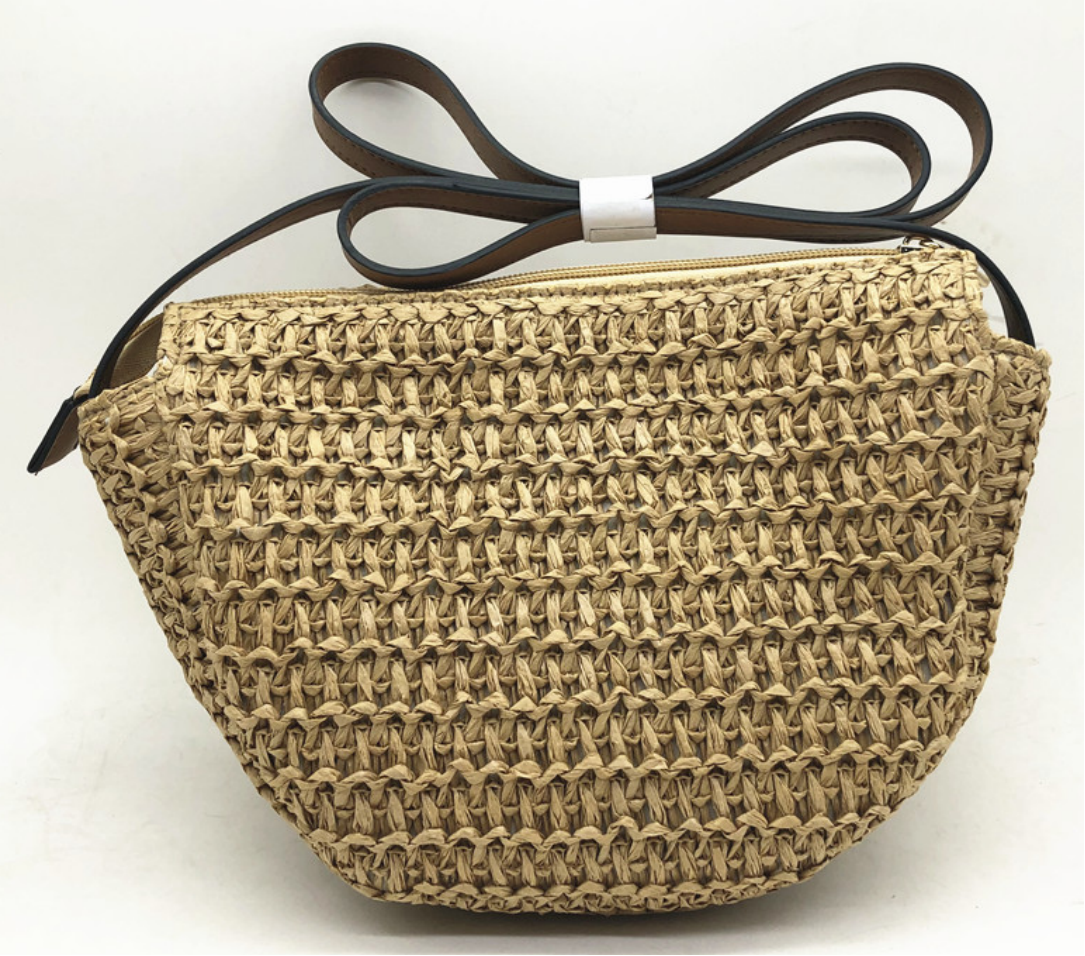 Cross body Straw Beach Bag